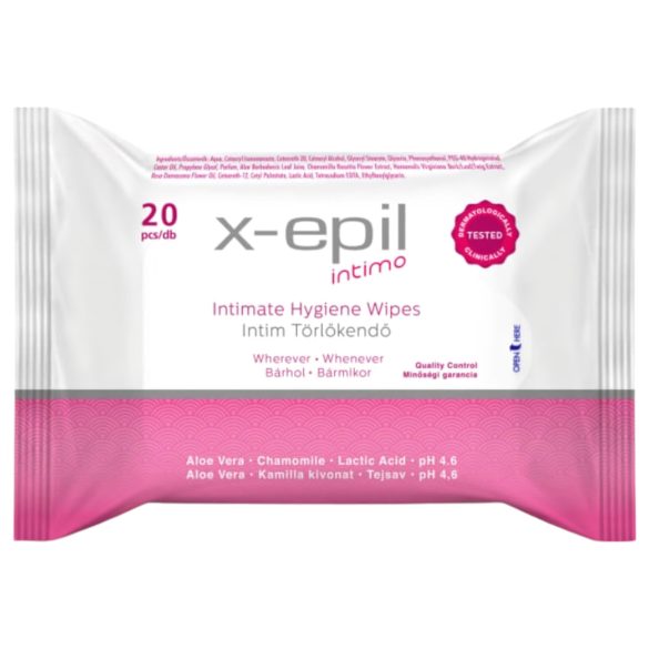 X-Epil Intimo - υγρά μαντηλάκια για την ευαίσθητη περιοχή (20τμχ)