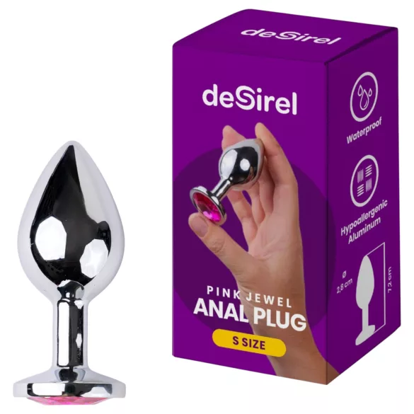 Desirel - πρωκτικό βύσμα με κόσμημα - μικρό - ασημί/ροζ