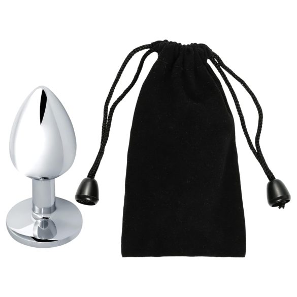 Sunfo - μεταλλικό πρωκτικό βύσμα με μαύρο πολύτιμο λίθο (ασημί)