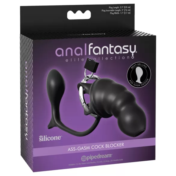 Pipedream Anal Fantasy Elite - πρωκτικό βύσμα και κλουβί πέους (μαύρο)
