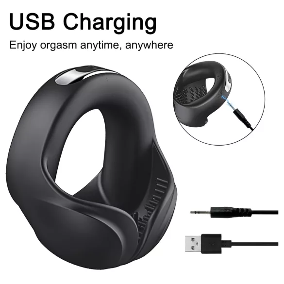 AlvUp - δαχτυλίδι πέους με δόνηση - σιλικόνη - μαύρο