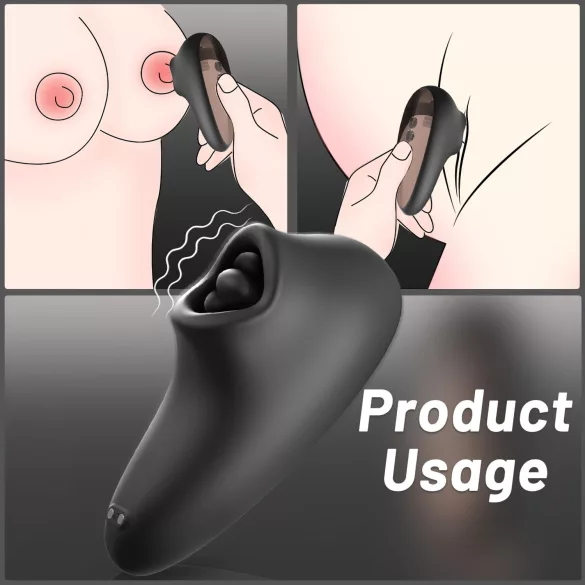 Sex HD Mirror - δονητής γλειφιδοπ με θέρμανση - μαύρο