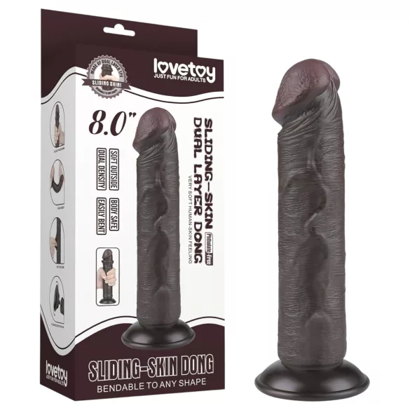 Lovetoy Sliding-Skin - δονητής με βεντούζα διπλής στρώσης - 20cm καφέ