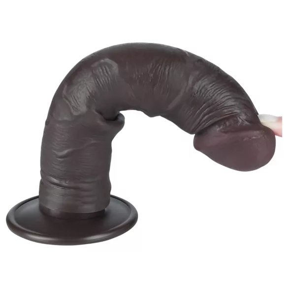 Lovetoy Sliding-Skin - δονητής με βεντούζα διπλής στρώσης - 20cm καφέ