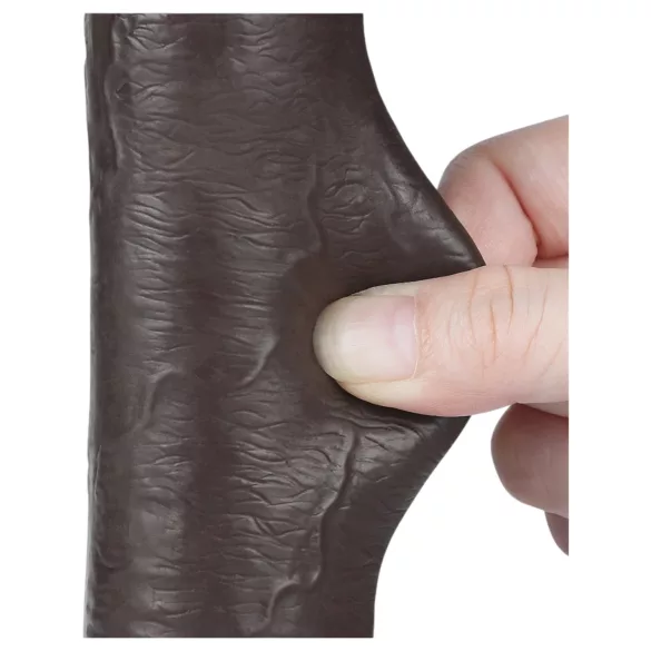 Lovetoy Sliding-Skin - δονητής με βεντούζα διπλής στρώσης - 20,8cm καφέ