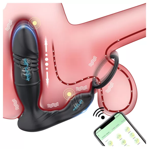 AlvUp - έξυπνος δονητής προστάτη με δαχτυλίδι πέους - μαύρο