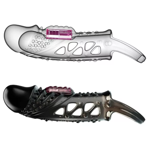 Pretty Love Cecelia - δαχτυλίδι πέους με δόνηση και προέκταση - μαύρο