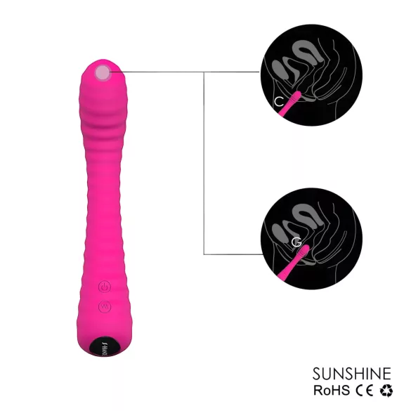 Sex HD Sunshine - δονητής σημείου G με αυλάκια, επαναφορτιζόμενος, ροζ