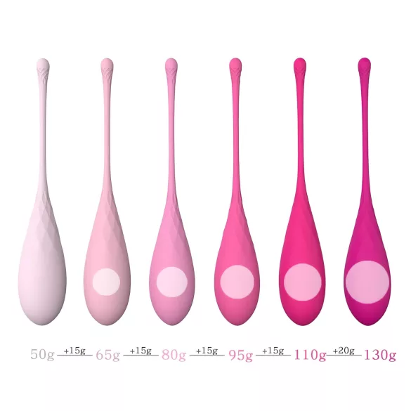Sex HD Eggs - σετ 6 κολπικές μπάλες kegel - ροζ