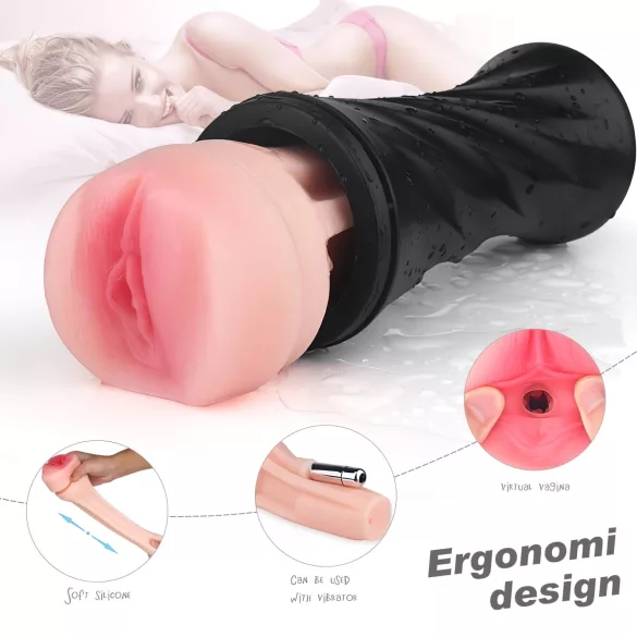 Sex HD Marcus - ρεαλιστικό τεχνητό αιδοίο σε θήκη - μαύρο/φυσικό