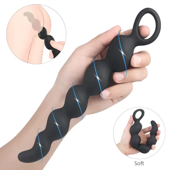 Σεξ HD Steven - περλέ πρωκτικό dildo (μαύρο)
