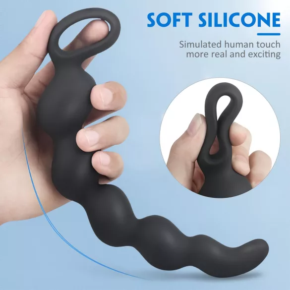 Σεξ HD Steven - περλέ πρωκτικό dildo (μαύρο)