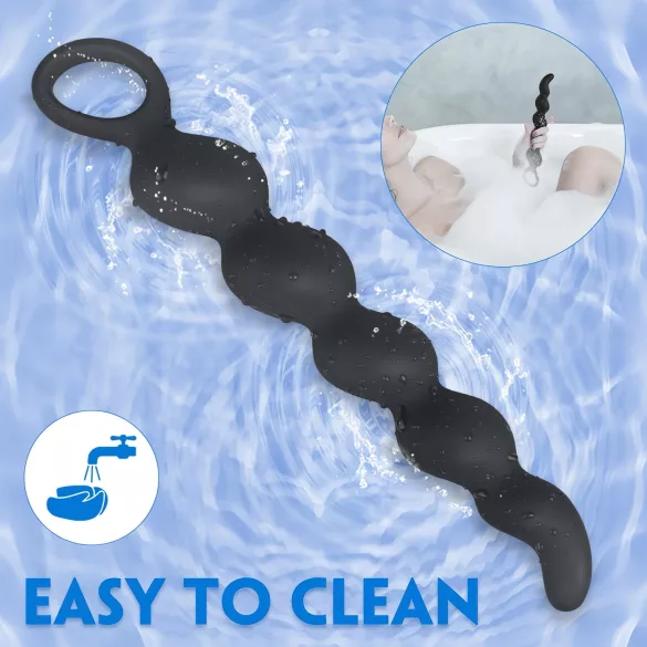 Σεξ HD Steven - περλέ πρωκτικό dildo (μαύρο)