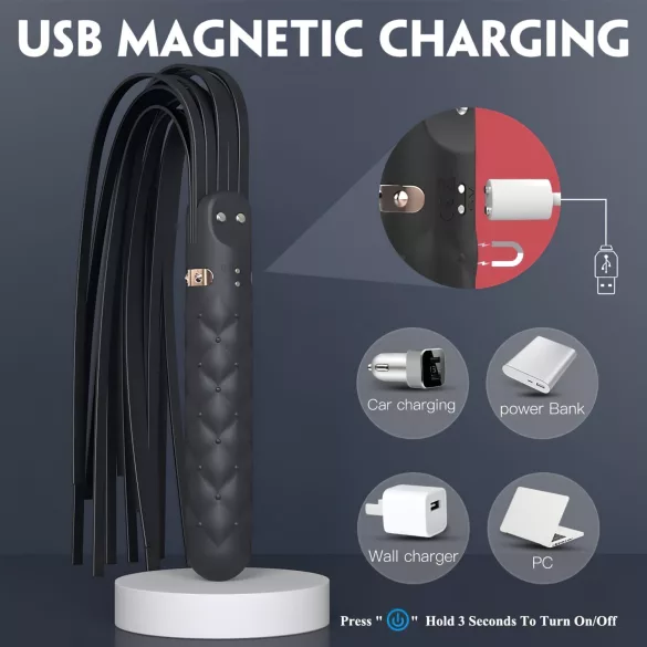 Sex HD Bloody Mary - δονητής & μαστίγιο επαναφορτιζόμενο αδιάβροχο μαύρο