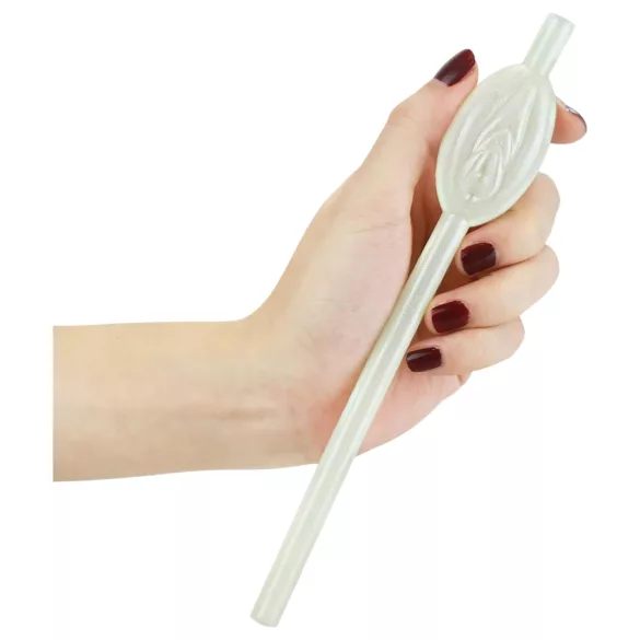 Lovetoy - καλαμάκι με αιδοίο που φωσφορίζει - λευκό