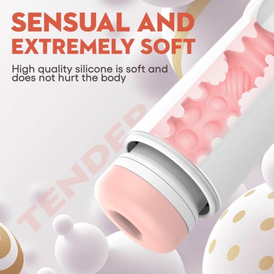 Leopard - battery-operated, up and down, vibrating masturbator (white)