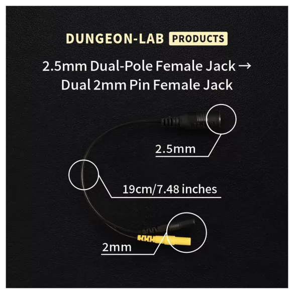 DG-LAB - διανομέας ηλεκτροδίων από υποδοχή 2,5 mm σε 2 mm (μαύρο)