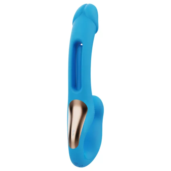 Honey Play Box - δονητής strap-on με γλώσσα, Bluetooth - σιλικόνη μπλε
