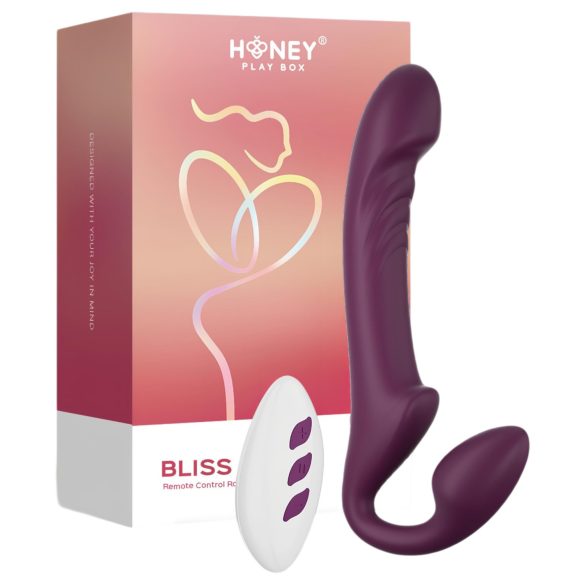 Honey Play Box Bliss - δονητής strap-on με περιστρεφόμενες χάντρες - μωβ