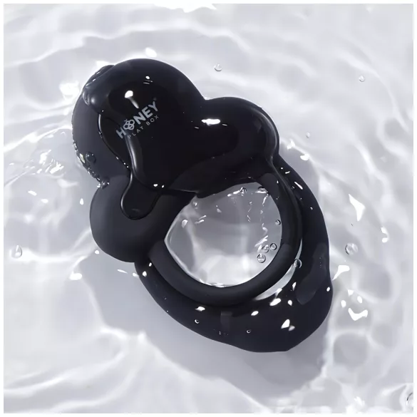 Honey Play Box Anello - δονητικό δαχτυλίδι πέους και όρχεων - έξυπνο, μαύρο