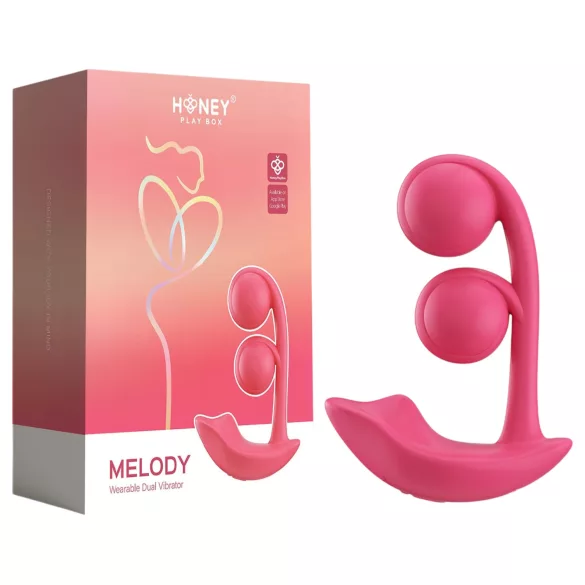 Honey Play Box Melody - Δονητής 2 σε 1 με χάντρες, με έλεγχο μέσω εφαρμογής (κόκκινος)