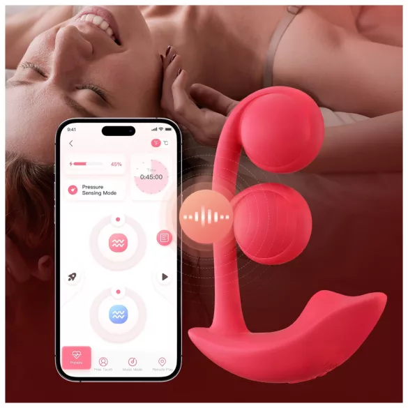 Honey Play Box Melody - Δονητής 2 σε 1 με χάντρες, με έλεγχο μέσω εφαρμογής (κόκκινος)