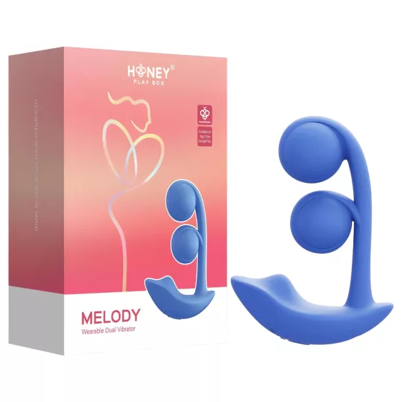 Honey Play Box Melody - Δονητής 2 σε 1 με μαργαριταρένιες χάντρες, με έλεγχο μέσω εφαρμογής (μπλε)
