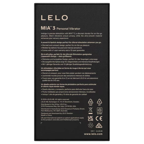LELO Mia 3 - δονητής ρουζ ταξιδιού - αδιάβροχος - μαύρο