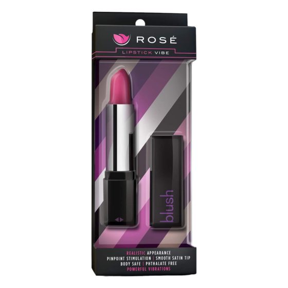 Blush Lipstick Rosé - voděodolný vibrátor na rty (černo-růžový)