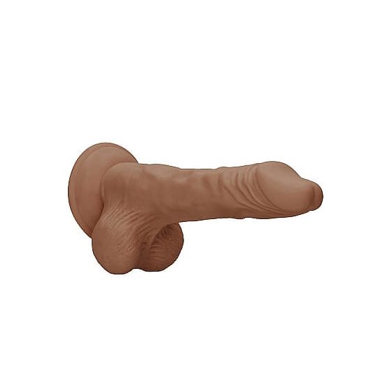 RealRock Dong 8 - lifelike testicle dildo (20cm) - dark natural
