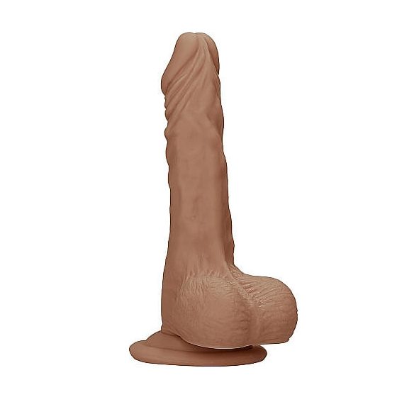 RealRock Dong 8 - lifelike testicle dildo (20cm) - dark natural