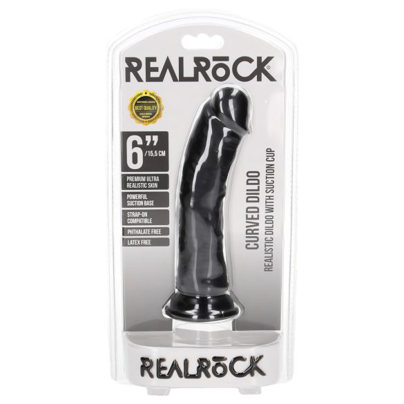 RealRock - ρεαλιστικό δονητή με βεντούζα - 15,5cm - μαύρο