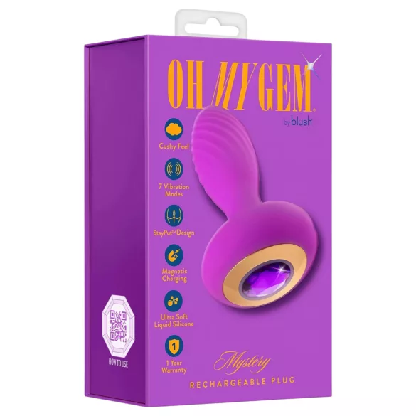 Oh My Gem - δονούμενο πρωκτικό βύσμα με κρύσταλλο - μοβ