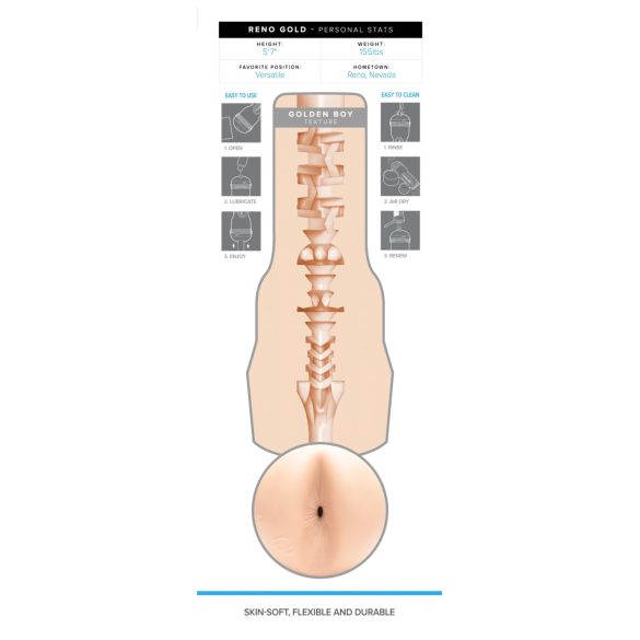 Fleshjack Reno Gold - ανδρικό ομοίωμα πρωκτού - ρεαλιστικό masturbator