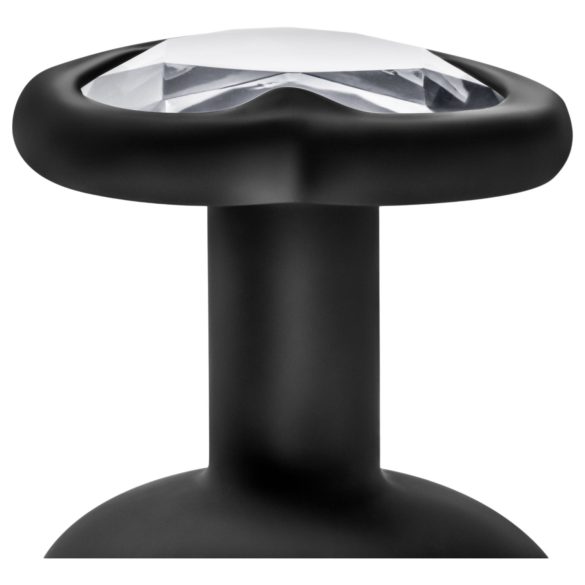 Temptasia - μεταλλικό πρωκτικό βύσμα με καρδιά και πέτρα - μεσαίο - μαύρο