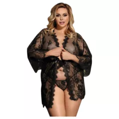   Subblime Queen Plus - σετ δαντελένιο ρόμπα - μαύρο (XL-2XL)