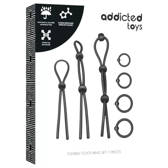 Addicted Toys - σετ δαχτυλίδια πέους σιλικόνης 7 τεμ μαύρο