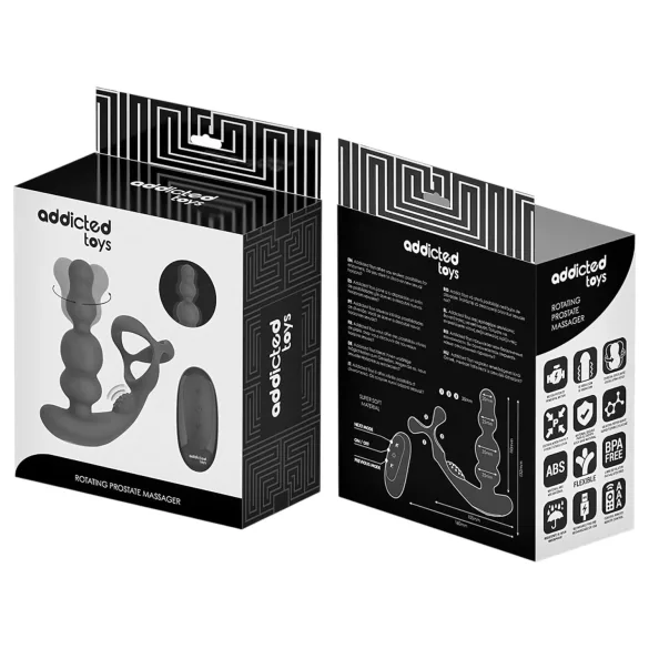 Addicted Toys - δονητής πρωκτού περιστρεφόμενος με δαχτυλίδι πέους - μαύρος