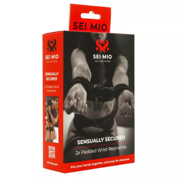 Sei Mio - χειροπέδες γούνινες - μαύρο