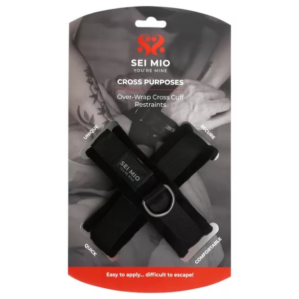 Sei Mio - χειροπέδες χιαστί - δερματίνη μαύρο