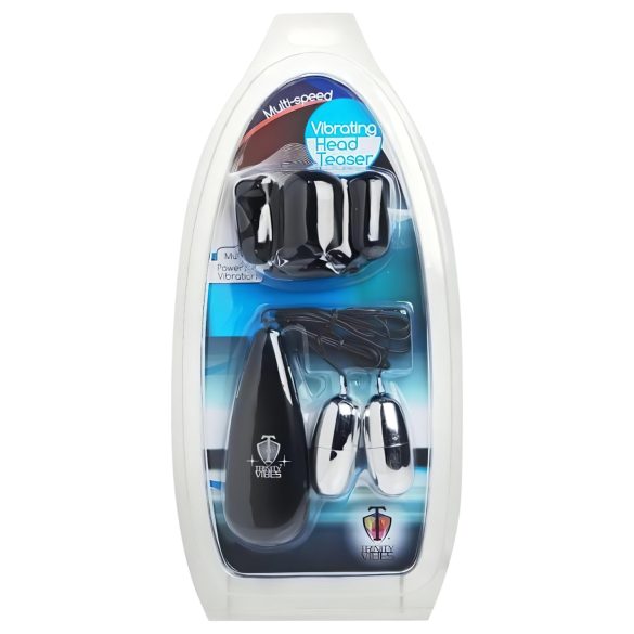 Trinity - δονητής κεφαλής με δύο αυγά (μαύρο-ασημί)