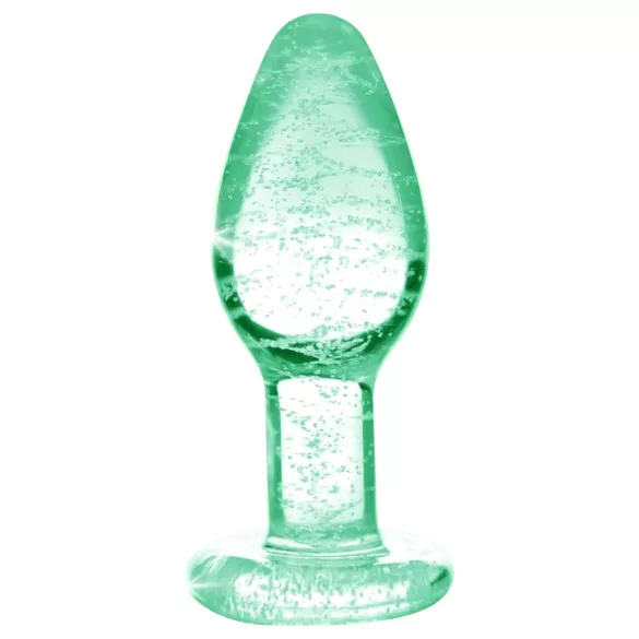 Booty Sparks Glow in the Dark S - γυάλινο πρωκτικό βύσμα (διάφανο)