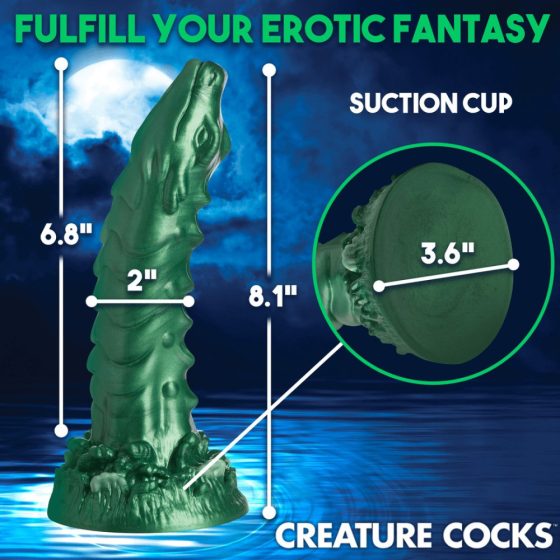 Creature Cocks Cockness Monster - silikonové dildo se svorkami (zelené)