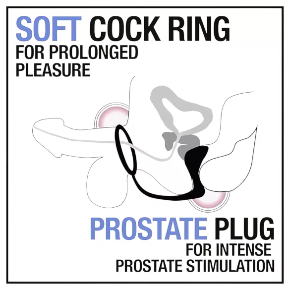 Anal Adventures Platinum - πρωκτικό dildo με δαχτυλίδι πέους - μαύρο