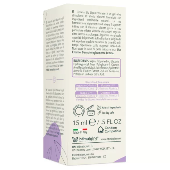 Intimateline Luxuria BIO - υγρό τζελ δονητής για γυναίκες (15 ml)