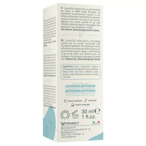Intimateline Luxuria BIO - δροσιστικό διεγερτικό τζελ για γυναίκες (30 ml)