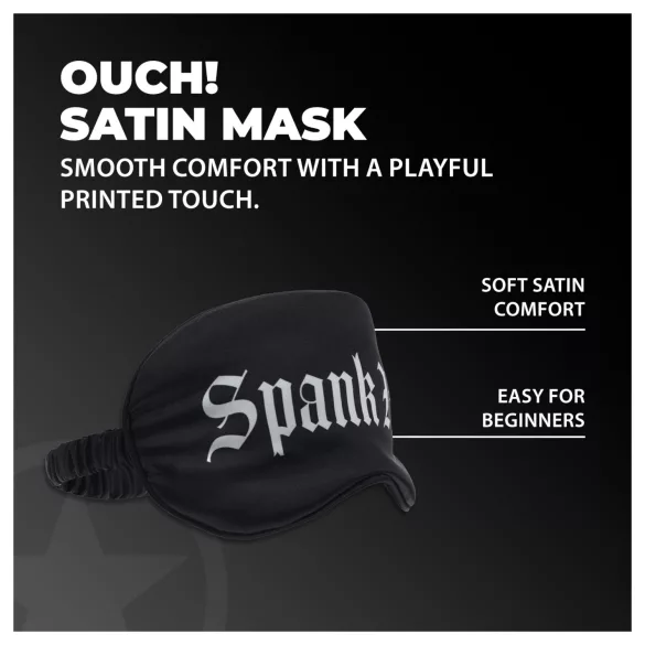 Ouch! - σατέν μάσκα ύπνου με την επιγραφή "Spank Me" (μαύρο)