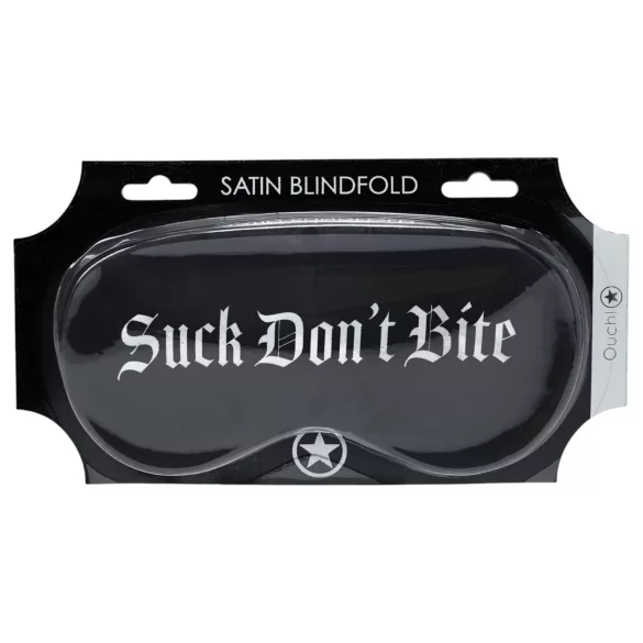 Ouch! - σατέν μάσκα ματιών με την επιγραφή "Suck Don't Bite" (μαύρη)
