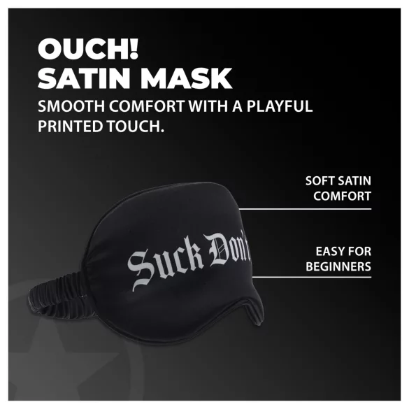 Ouch! - σατέν μάσκα ματιών με την επιγραφή "Suck Don't Bite" (μαύρη)