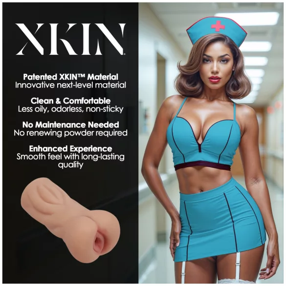 XKIN Naughty Nurse Trixie - ρεαλιστικός κόλπος-ανδρικό ομοίωμα (φυσικό χρώμα)